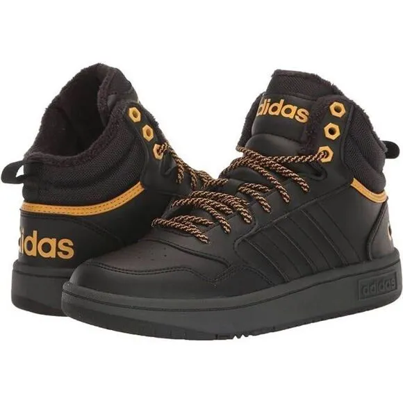 Adidas Men's 3.0 classic mid fur lined basketball shoes black yellow Size 5.5