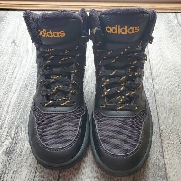 Adidas Men's 3.0 classic mid fur lined basketball shoes black yellow Size 5.5