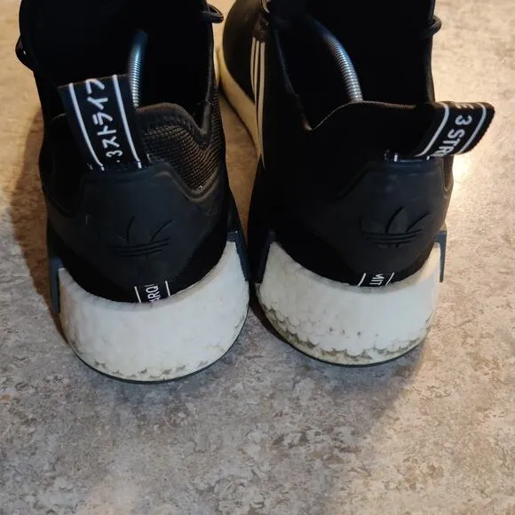 Adidas NMD R1 Primeblue Mens Size 14 Black White Running Walking Shoes Sneakers