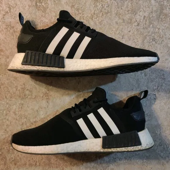 Adidas NMD R1 Primeblue Mens Size 14 Black White Running Walking Shoes Sneakers