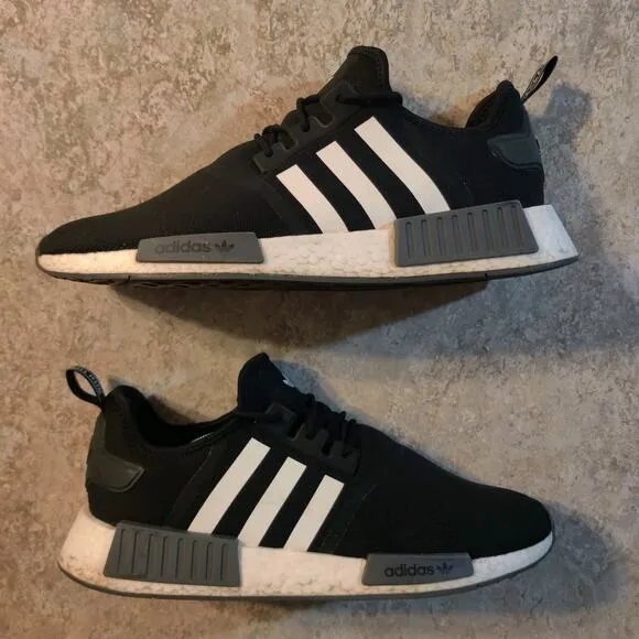 Adidas NMD R1 Primeblue Mens Size 14 Black White Running Walking Shoes Sneakers