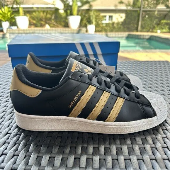 Adidas Superstar Black Magic Beige Men's Athletic Shoes HP5498