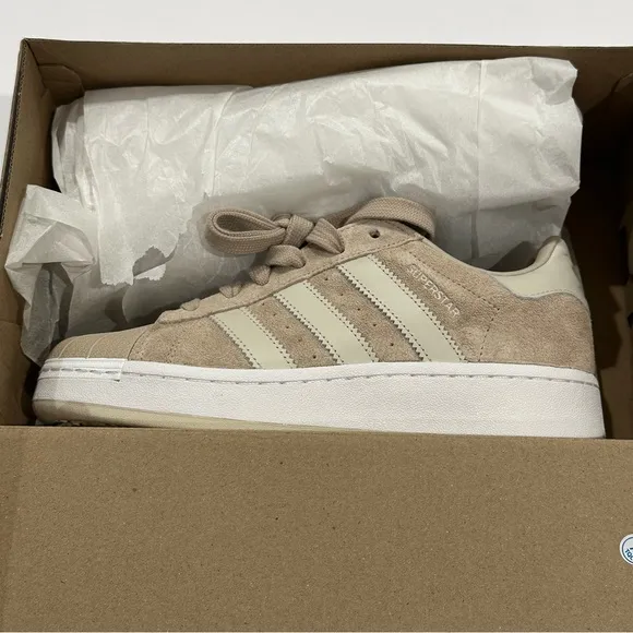 Adidas SUPERSTAR XLG SHOES Wonder Beige / Cloud White / Cloud White SZ 7.5