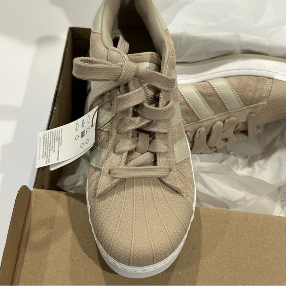 Adidas SUPERSTAR XLG SHOES Wonder Beige / Cloud White / Cloud White SZ 7.5