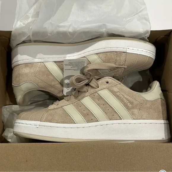 Adidas SUPERSTAR XLG SHOES Wonder Beige / Cloud White / Cloud White SZ 7.5