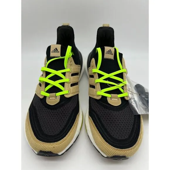 adidas Ultraboost 21 Running Shoes Black Beige Tone Green GX5254 Men Size 9 NWT