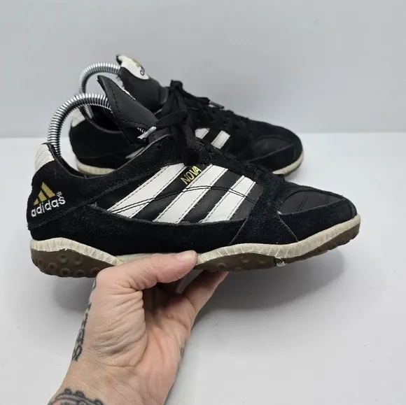 Adidas | Y2K Nova black leather sporty Blockcore soccer sneakers | WMS 7