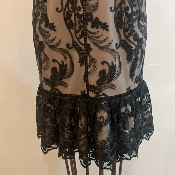 Adriana papell  floral embroidery sleeveless boat neck dress