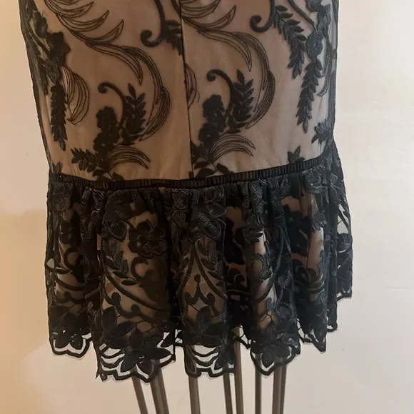 Adriana papell  floral embroidery sleeveless boat neck dress