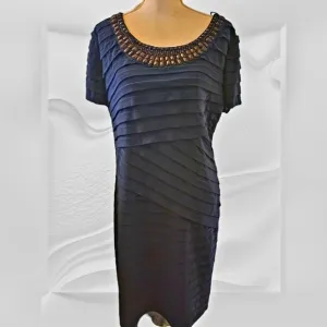 Adrianna Papell Dress Illusion Sheath Boat Neck Cocktal Dress