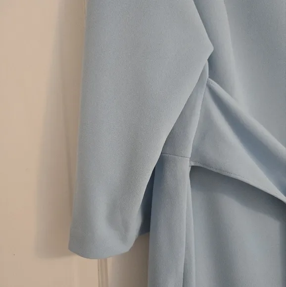 Adrianna Papell Dress Stretch Bow-Front 3/4 Sleeves Baby Blue Womens 18 Plus