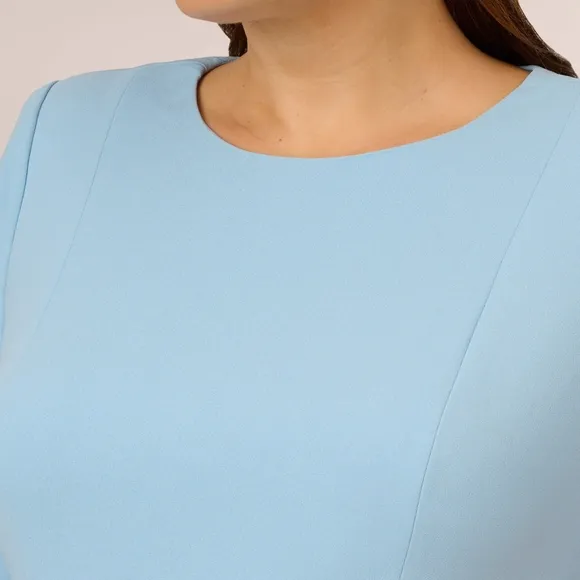 Adrianna Papell Dress Stretch Bow-Front 3/4 Sleeves Baby Blue Womens 18 Plus
