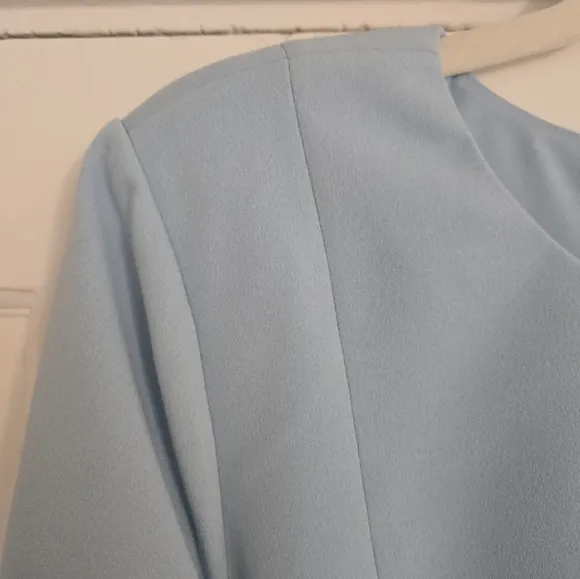 Adrianna Papell Dress Stretch Bow-Front 3/4 Sleeves Baby Blue Womens 18 Plus