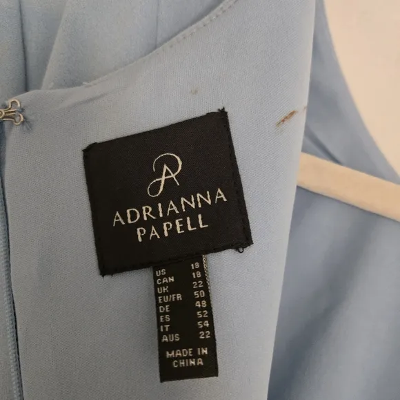 Adrianna Papell Dress Stretch Bow-Front 3/4 Sleeves Baby Blue Womens 18 Plus