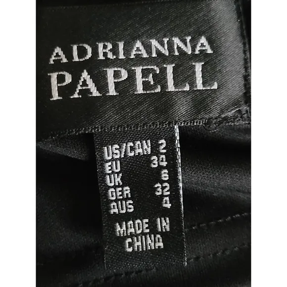 Adrianna Papell Partial Tuck Bandage Illusion Neck Stretchy Black Dress Size 2