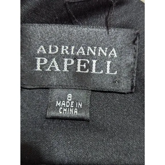 Adrianna Papell Women's Black Sleeveless Ruche Side Floral Shoulder LBD Size 8