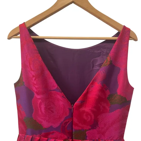 Adrianna Papell Women's Floral Boatneck Ball Gown in Magenta Maxi Sz. 8