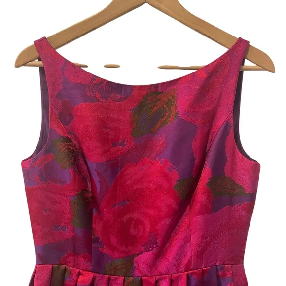 Adrianna Papell Women's Floral Boatneck Ball Gown in Magenta Maxi Sz. 8
