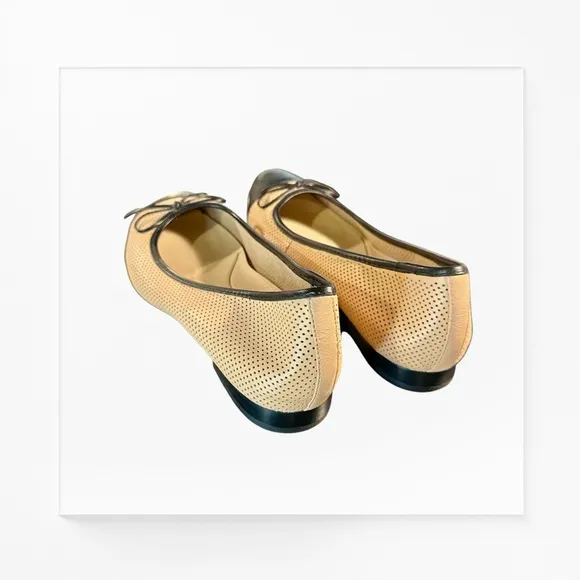 Aerosoles Women’s ‘Outrun’ Mesh Cap Toe Leather Ballet Flats in Beige / Black 11