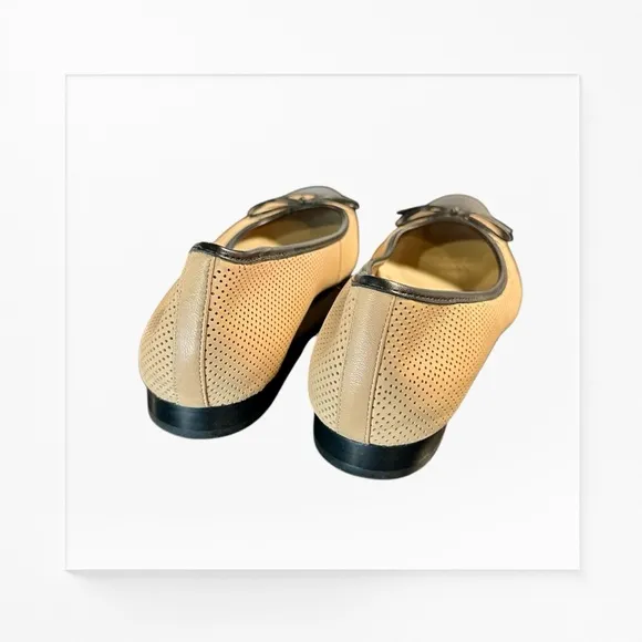 Aerosoles Women’s ‘Outrun’ Mesh Cap Toe Leather Ballet Flats in Beige / Black 11