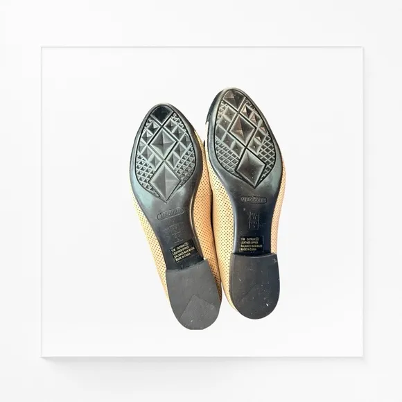 Aerosoles Women’s ‘Outrun’ Mesh Cap Toe Leather Ballet Flats in Beige / Black 11