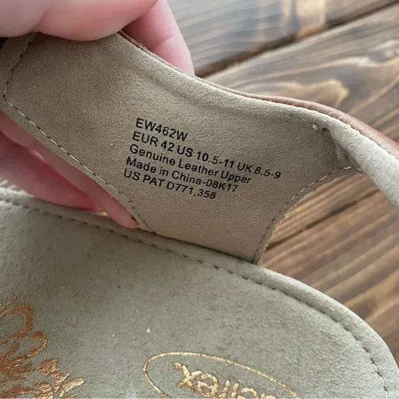 Aetrex NIB Naya Cognac Braided Quarter Strap Orthotic Leather Wedges Sz 10.5-11