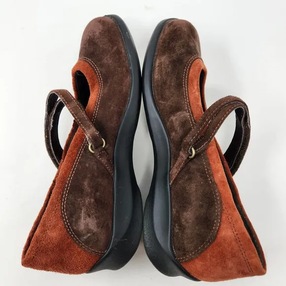 Aetrex Womens Julie Wrap Around Mary Jane Flats 8 D Comfort Shoes Brown Orange