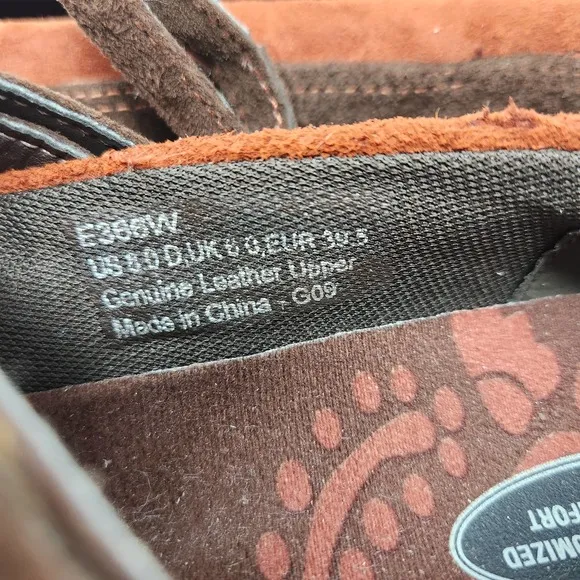 Aetrex Womens Julie Wrap Around Mary Jane Flats 8 D Comfort Shoes Brown Orange
