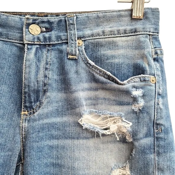 AG-ED Denim Distressed Nikki Short with Frayed Hem, Size 25