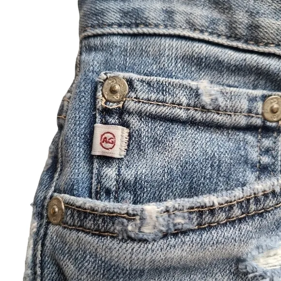 AG-ED Denim Distressed Nikki Short with Frayed Hem, Size 25