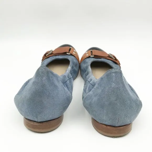AGL Attilio Giusti Leombruni Blue Suede Ballet Flats Womens 6