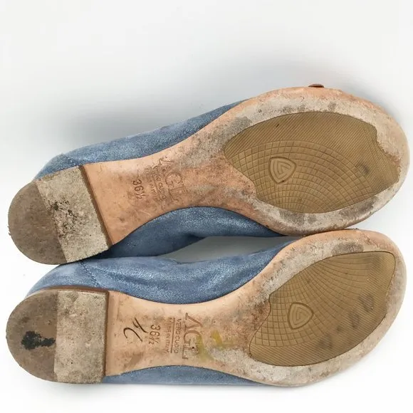 AGL Attilio Giusti Leombruni Blue Suede Ballet Flats Womens 6