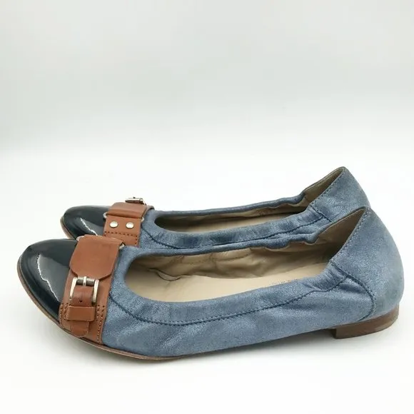 AGL Attilio Giusti Leombruni Blue Suede Ballet Flats Womens 6