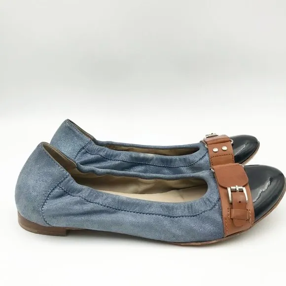 AGL Attilio Giusti Leombruni Blue Suede Ballet Flats Womens 6