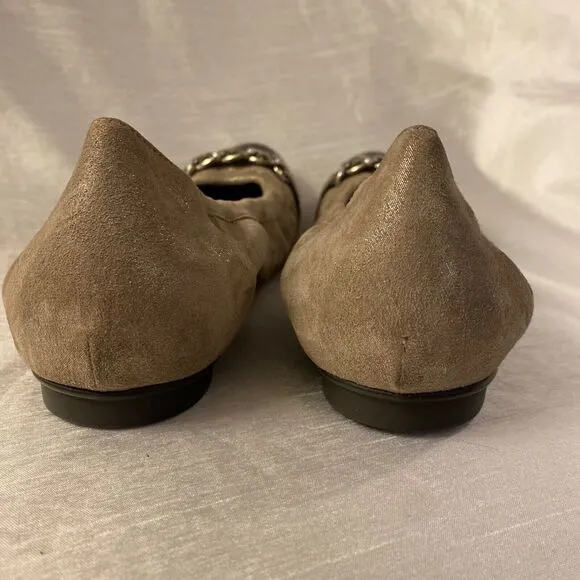AGL Attilio Giusti Leombruni Cap Toe Chain Ballet Flats Shoe Size 10.5 / 42.5