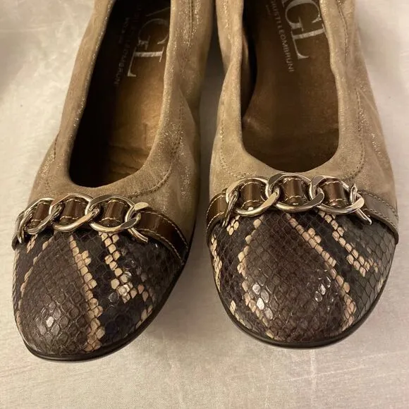 AGL Attilio Giusti Leombruni Cap Toe Chain Ballet Flats Shoe Size 10.5 / 42.5