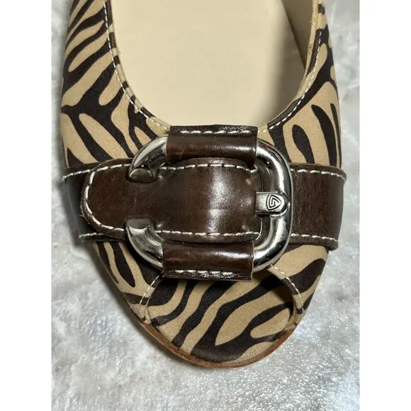 AGL Attilio Guisti Leombruni Zebra Ballet Peeptoe Flats in Brown - Sz 40 (9.5)