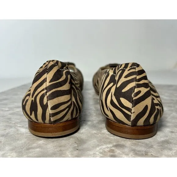 AGL Attilio Guisti Leombruni Zebra Ballet Peeptoe Flats in Brown - Sz 40 (9.5)