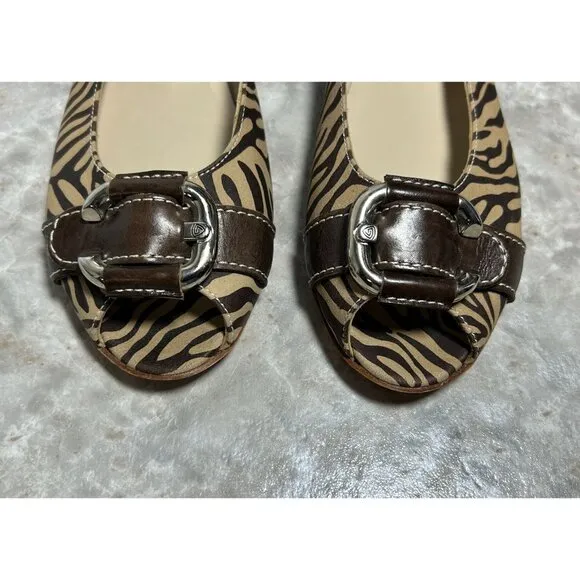 AGL Attilio Guisti Leombruni Zebra Ballet Peeptoe Flats in Brown - Sz 40 (9.5)