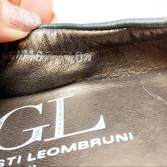 AGL Black Leather Cap Toe Flats