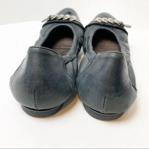 AGL Black Leather Cap Toe Flats
