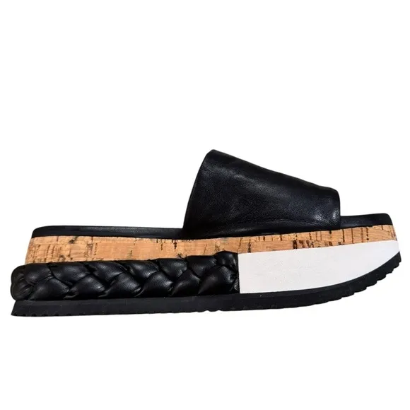 AGL Braided Leather Cork Wedge Sandals | Size 38.5 / US 8.5 - Free Shipping