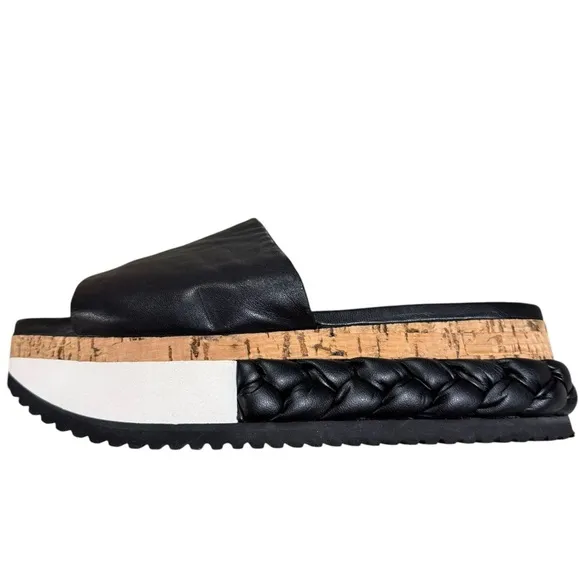 AGL Braided Leather Cork Wedge Sandals | Size 38.5 / US 8.5 - Free Shipping