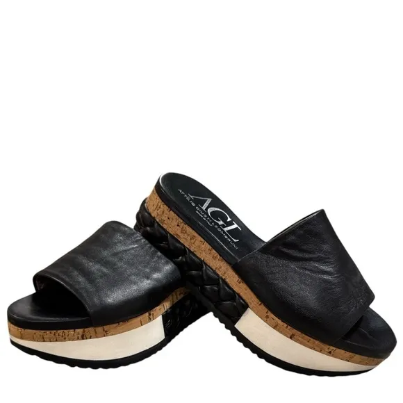 AGL Braided Leather Cork Wedge Sandals | Size 38.5 / US 8.5 - Free Shipping