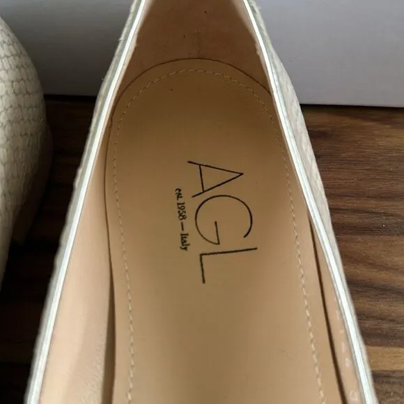 AGL Mimosa Snake Embossed Ballet Flats 39.5=9.5
