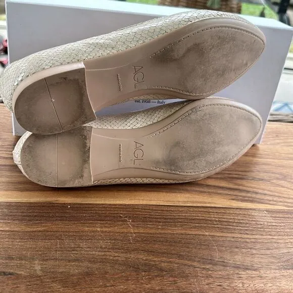 AGL Mimosa Snake Embossed Ballet Flats 39.5=9.5