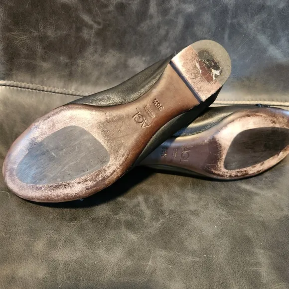 AGL MONICA CAP TOE Black Leather Women's Ballet Flats SZ.36.5/6