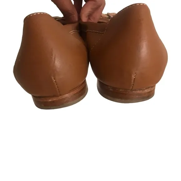 AGL Monika Brown Leather Cap Toe Ballet Flats