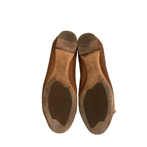 AGL Monika Brown Leather Cap Toe Ballet Flats
