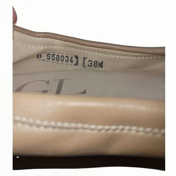 AGL Tan Leather Cap Toe Ballet Flats Size 8